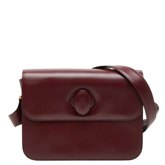 Cartier Must Line Crossbody Shoulder Bag Wine Red Bordeaux Leather