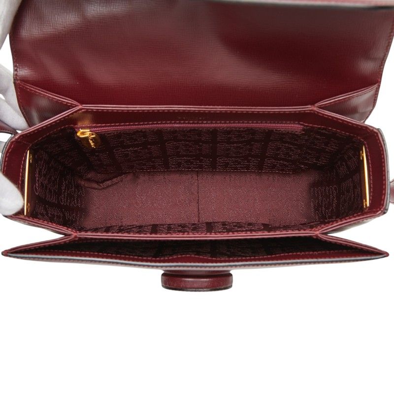 Cartier Must Line Crossbody Shoulder Bag Wine Red Bordeaux Leather — view 8