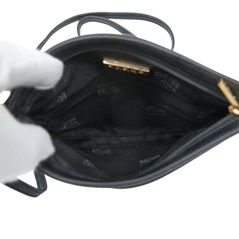 Loewe Anagram Crossbody Shoulder Bag Pochette Black Leather — view 6