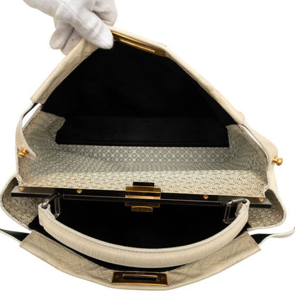 Fendi Peekaboo Large Shoulder Bag 2-Way White Ivory Enamel — view 6