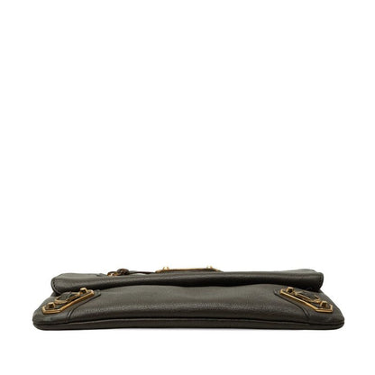 Balenciaga Classic Metallic Envelope Shoulder Bag 2-Way Clutch Gray Leather — view 3