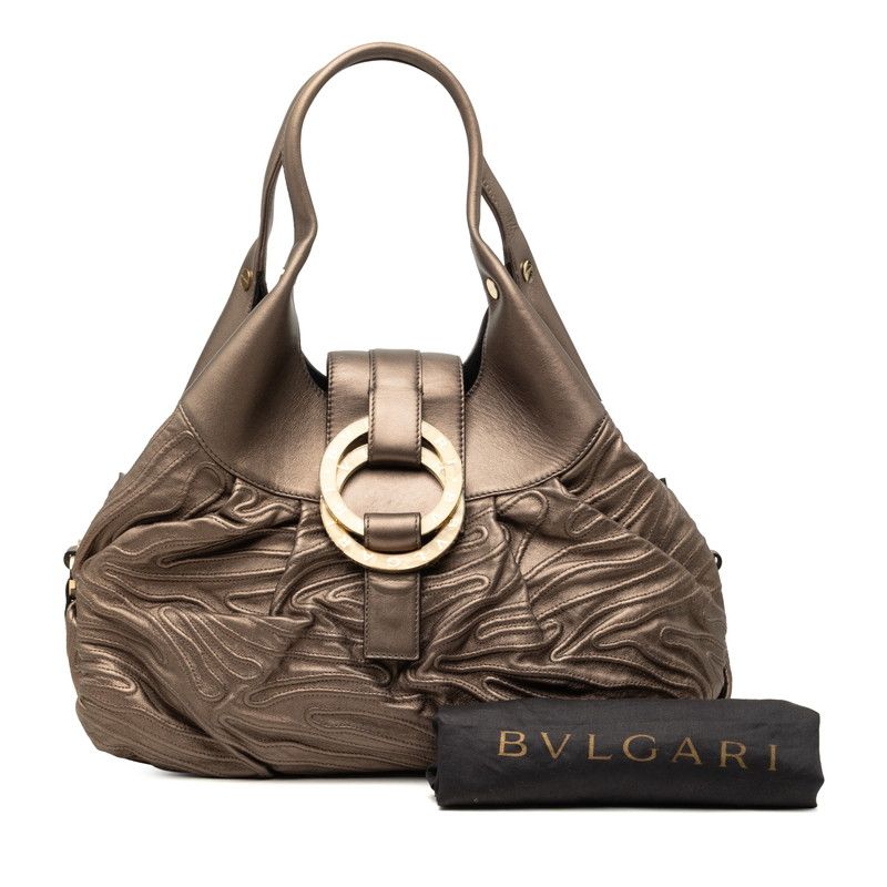 Bvlgari Chandra Shoulder Bag Brown Gold Leather — view 7