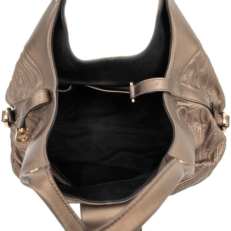 Bvlgari Chandra Shoulder Bag Brown Gold Leather — view 4