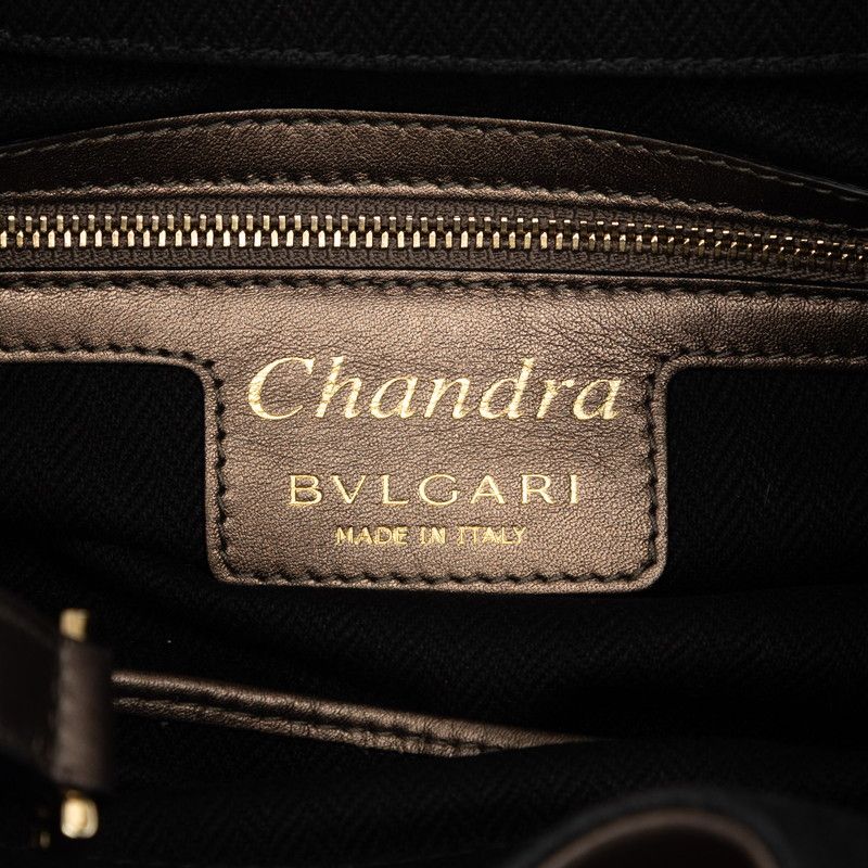 Bvlgari Chandra Shoulder Bag Brown Gold Leather — view 5