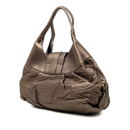 Bvlgari Chandra Shoulder Bag Brown Gold Leather — view 2