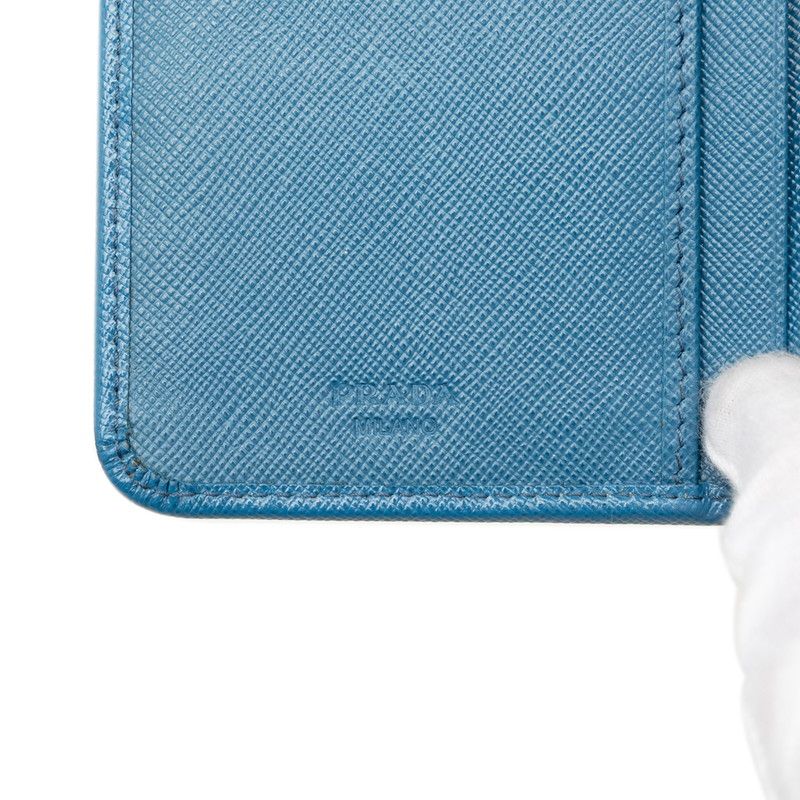 Prada Logo Bifold Wallet Blue Saffiano Leather — view 6