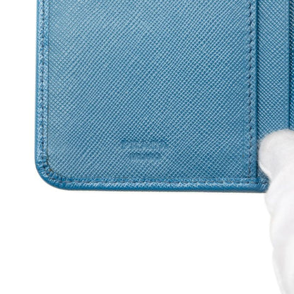 Prada Logo Bifold Wallet Blue Saffiano Leather — view 6