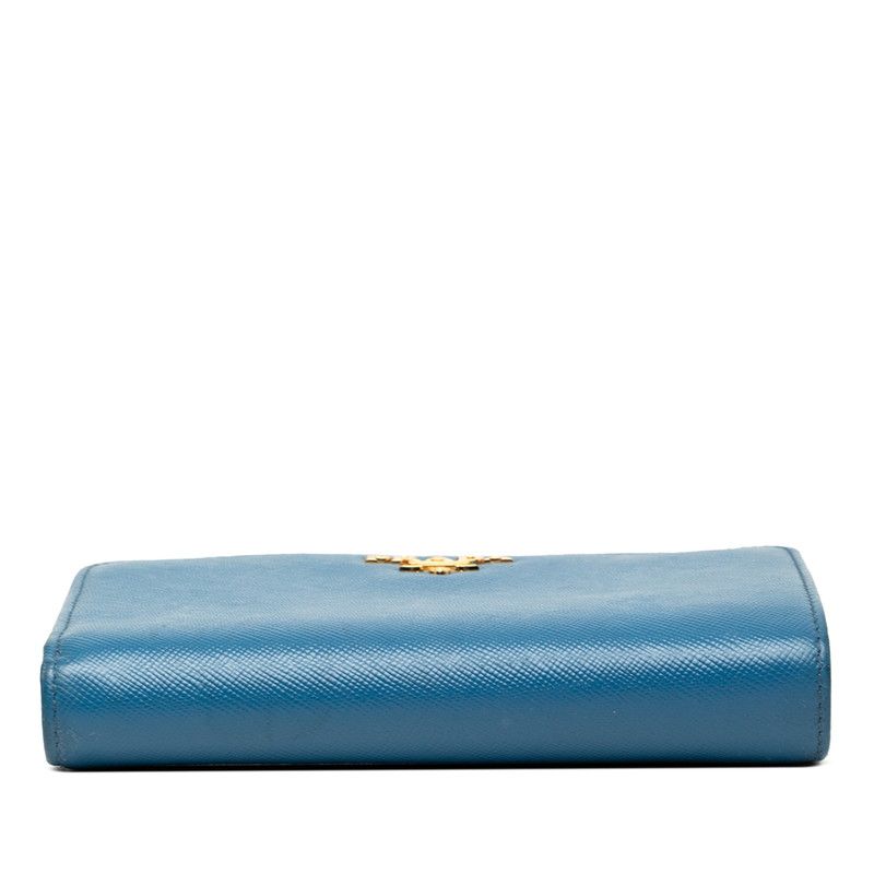 Prada Logo Bifold Wallet Blue Saffiano Leather — view 3