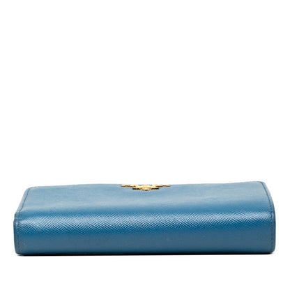 Prada Logo Bifold Wallet Blue Saffiano Leather — view 3
