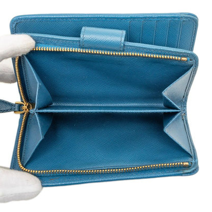 Prada Logo Bifold Wallet Blue Saffiano Leather — view 5