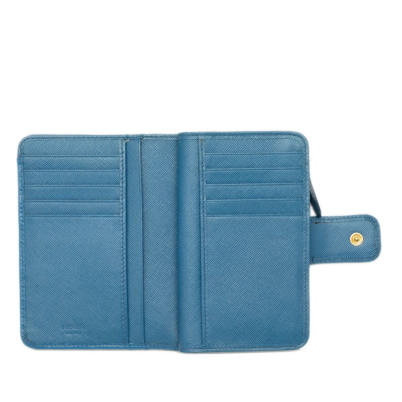 Prada Logo Bifold Wallet Blue Saffiano Leather — view 4