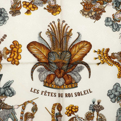 Hermes Carre 90 les Fetes du Roi Soleil Celebration of the Sun King Scarf White — view 3