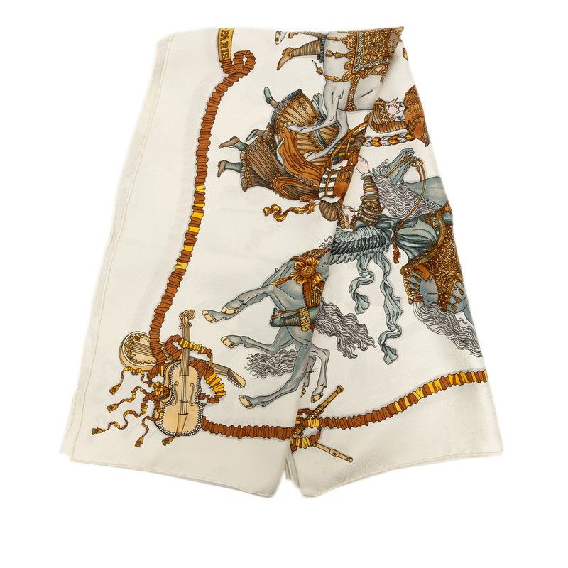 Hermes Carre 90 les Fetes du Roi Soleil Celebration of the Sun King Scarf White — view 2