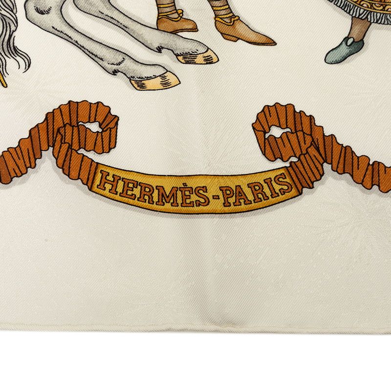 Hermes Carre 90 les Fetes du Roi Soleil Celebration of the Sun King Scarf White — view 6