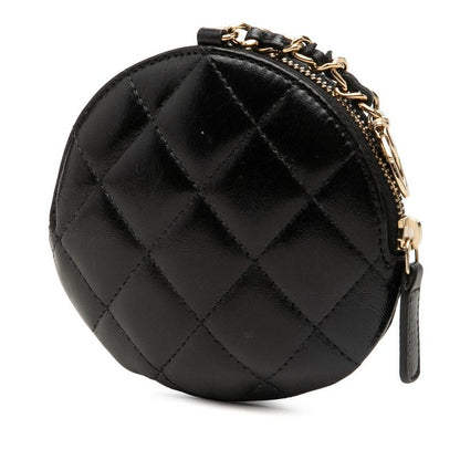 Chanel Camellia Quilted Coin Purse Black Lambskin — view 2