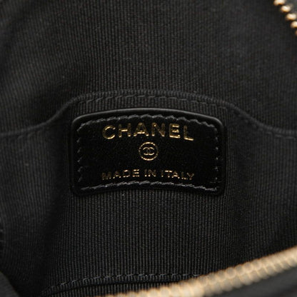 Chanel Camellia Quilted Coin Purse Black Lambskin — view 5