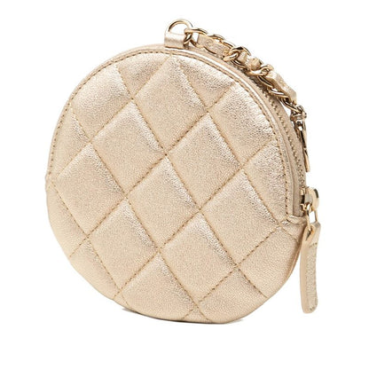 Chanel Camellia Quilted Coin Purse Gold Lambskin — view 2