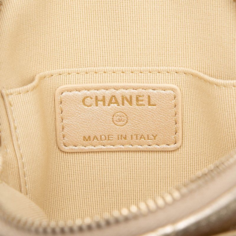 Chanel Camellia Quilted Coin Purse Gold Lambskin — view 5