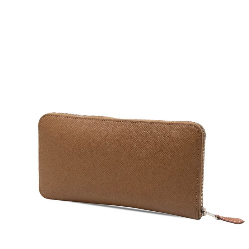 Hermes Azap Long Silk in Zip Around Wallet Brown Silver Veau — view 2