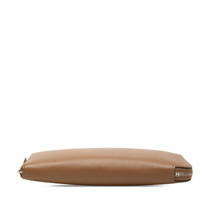 Hermes Azap Long Silk in Zip Around Wallet Brown Silver Veau — view 3