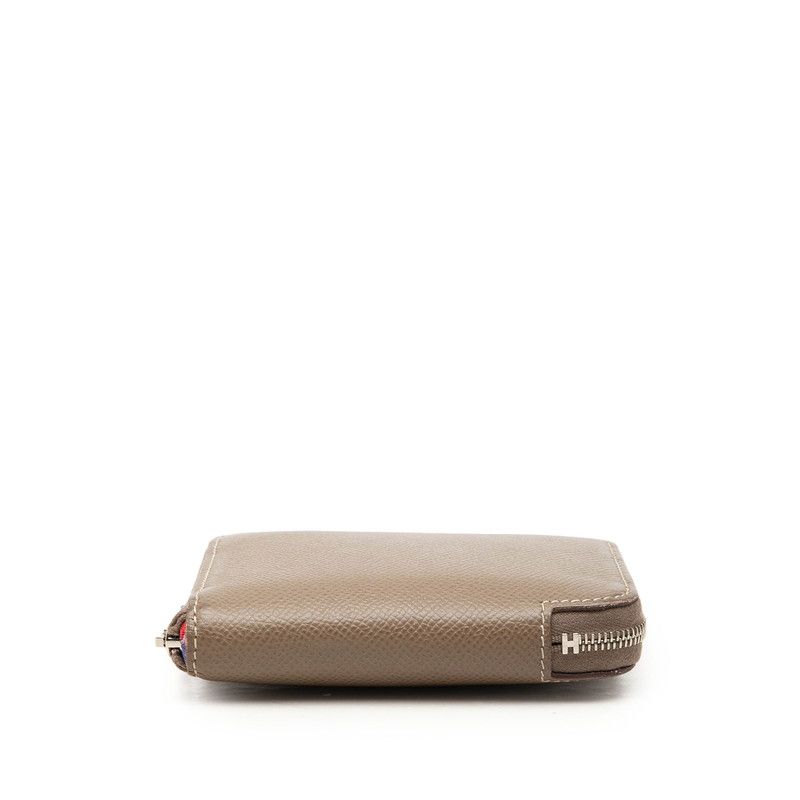 Hermes Azap Silk in Compact Coin Case Brown Silver Veau — view 3