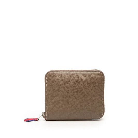 Hermes Azap Silk in Compact Coin Case Brown Silver Veau