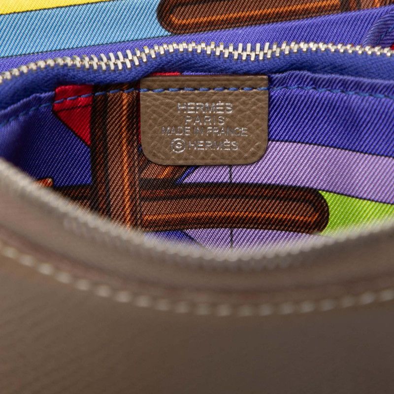 Hermes Azap Silk in Compact Coin Case Brown Silver Veau — view 5