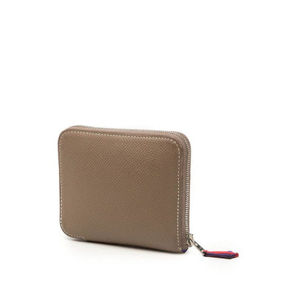 Hermes Azap Silk in Compact Coin Case Brown Silver Veau — view 2