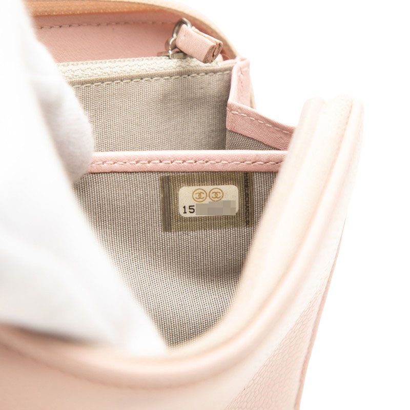 Chanel CC Logo Zip Around Wallet Pink Caviar Leather — view 6