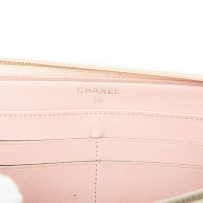 Chanel CC Logo Zip Around Wallet Pink Caviar Leather — view 5