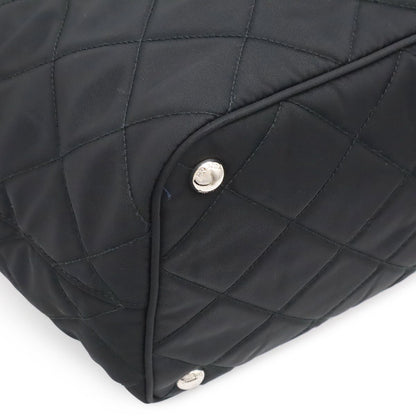 Prada Tessuto Triangle Logo Chain Shoulder Bag 2-Way Quilted Nylon Nero Black — view 3