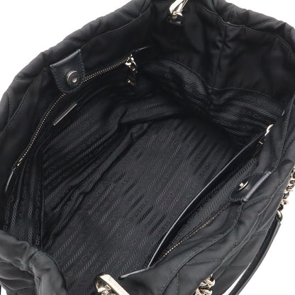 Prada Tessuto Triangle Logo Chain Shoulder Bag 2-Way Quilted Nylon Nero Black — view 5