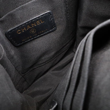 Chanel Logo Tweed Chain Shoulder Pouch Pochette Vinyl Leather Clear Black Gold — view 8