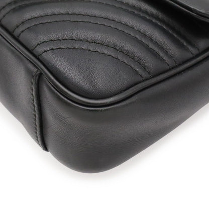 Gucci GG Marmont Chain Shoulder Bag Pochette Heart Quilted Leather Black Gold — view 3
