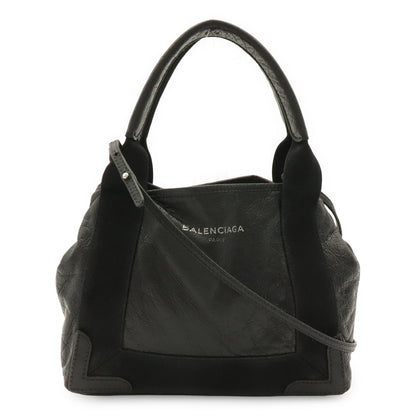 Balenciaga Exclusive Line Navy Cabas XS Tote 2-Way Shoulder Bag Leather Black