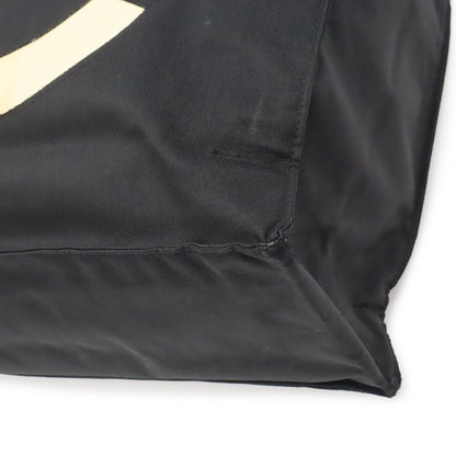 Chanel CC Logo Chain Tote Large Shoulder Bag Nylon Canvas Black White Gold — view 3
