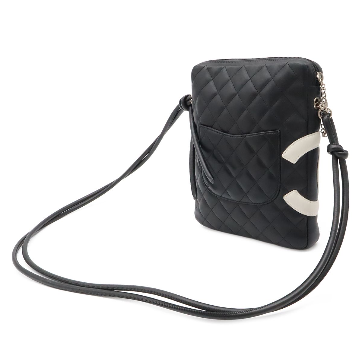 Chanel Cambon Line CC Logo Pochette Shoulder Bag Crossbody Soft Calf Black White — view 2