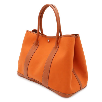 Hermes Garden Party PM Tote Toile Officier Canvas Potiron Orange Silver — view 2