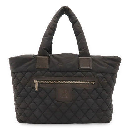 Chanel Coco Cocoon Tote MM Shoulder Bag Quilted Nylon Black