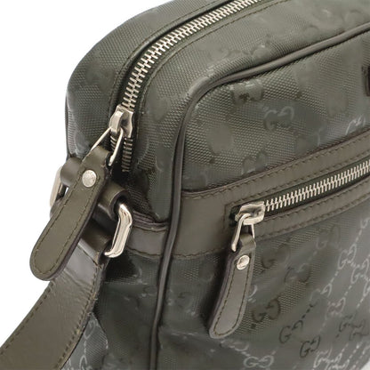 Gucci GG Supreme Plus Shoulder Bag Crossbody Leather Khaki Green Silver — view 6