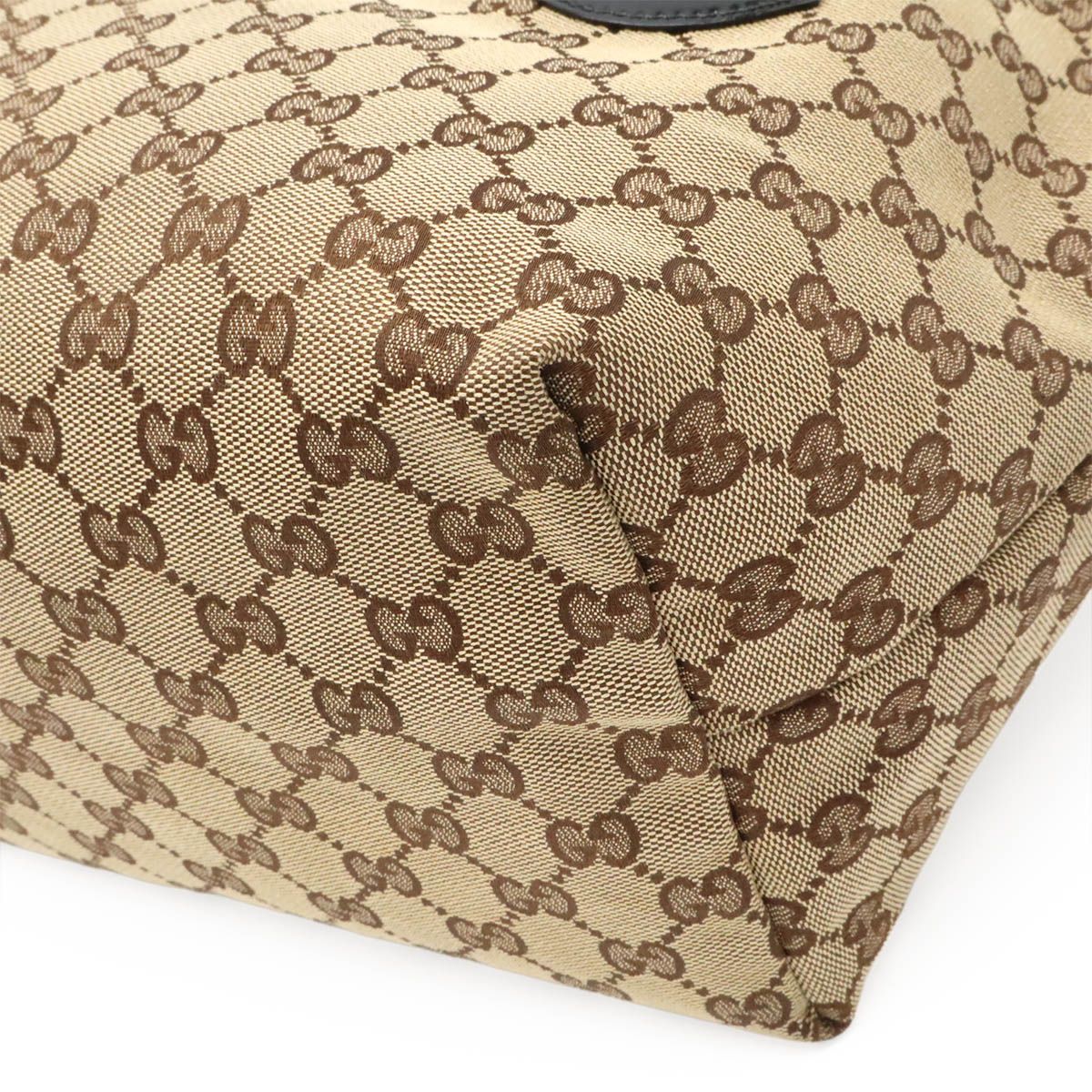 Gucci GG Canvas Logo Charm Tote Shoulder Bag Enamel Patent Khaki Beige Black — view 3