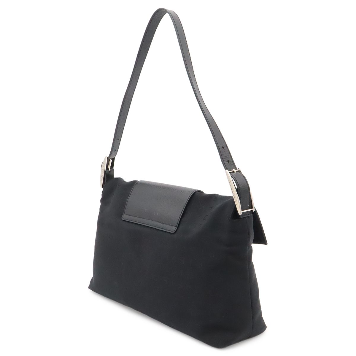Bvlgari Logo Mania Shoulder Bag Canvas Leather Black Silver — view 2