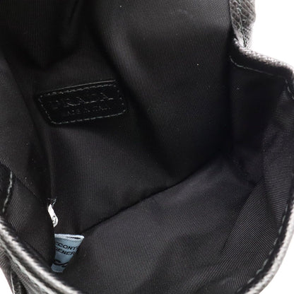 Prada Triangle Logo Shoulder Bag Pochette 2-Way Pouch Nylon Leather Nero Black — view 7