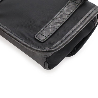 Prada Triangle Logo Shoulder Bag Pochette 2-Way Pouch Nylon Leather Nero Black — view 3