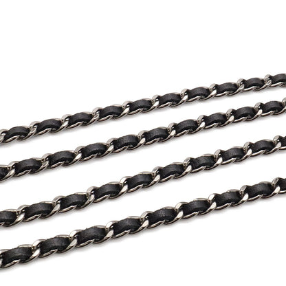 Chanel CC Logo Chain Wallet Shoulder Bag Pochette Crossbody Leather Black Silver — view 4