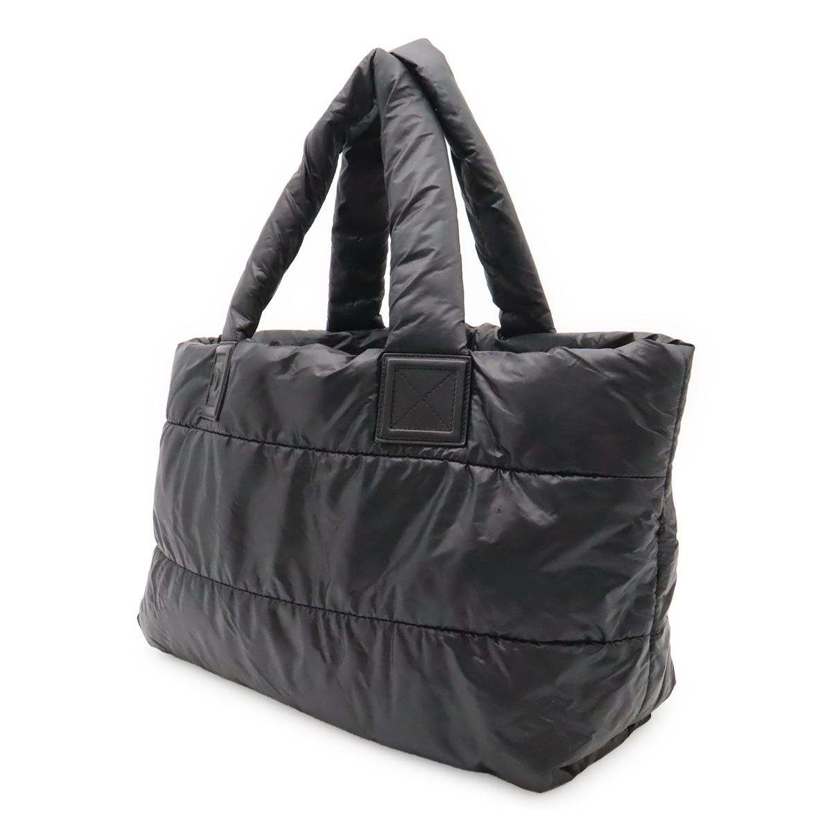 Chanel Coco Cocoon Tote GM Shoulder Bag CC Logo Nylon Leather Black Bordeaux — view 2