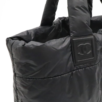 Chanel Coco Cocoon Tote GM Shoulder Bag CC Logo Nylon Leather Black Bordeaux — view 6