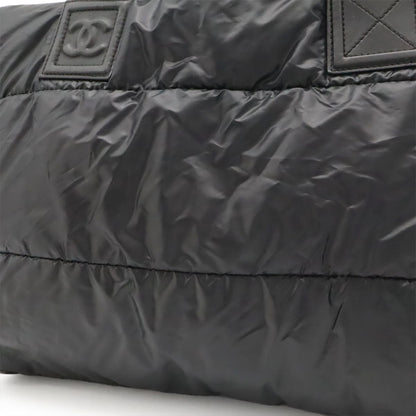 Chanel Coco Cocoon Tote GM Shoulder Bag CC Logo Nylon Leather Black Bordeaux — view 7