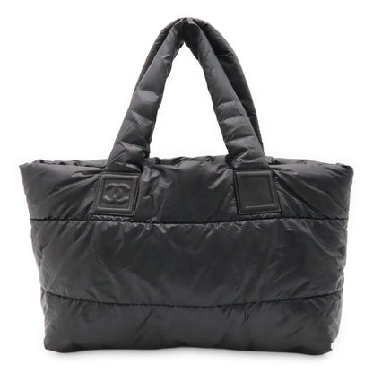Chanel Coco Cocoon Tote GM Shoulder Bag CC Logo Nylon Leather Black Bordeaux