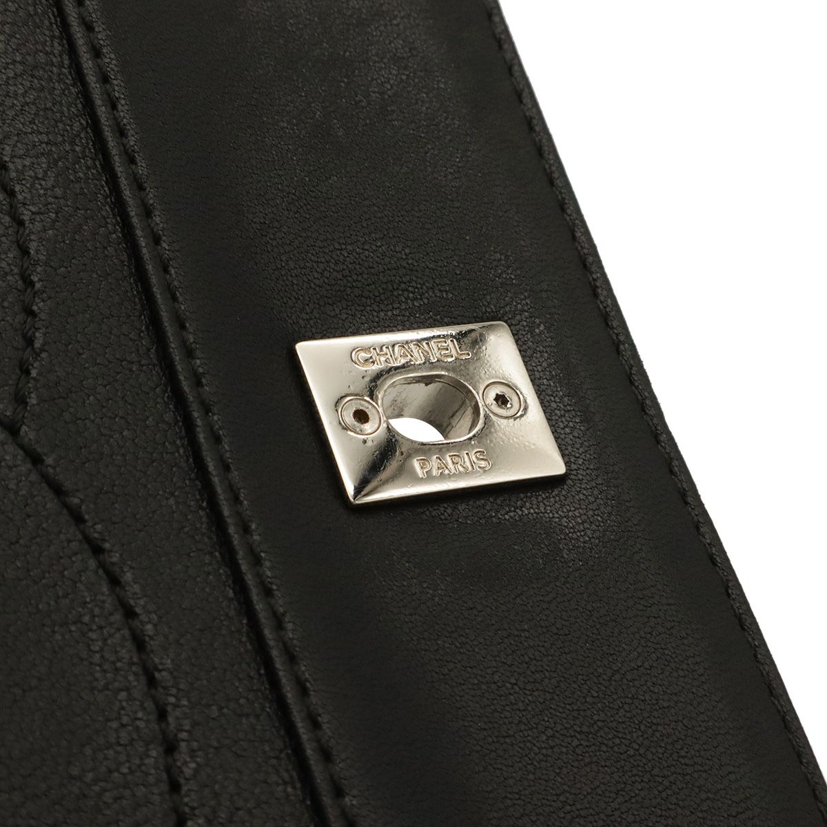 Chanel Mademoiselle Vintage Double Flap Chain Shoulder Bag Leather Black Silver — view 7